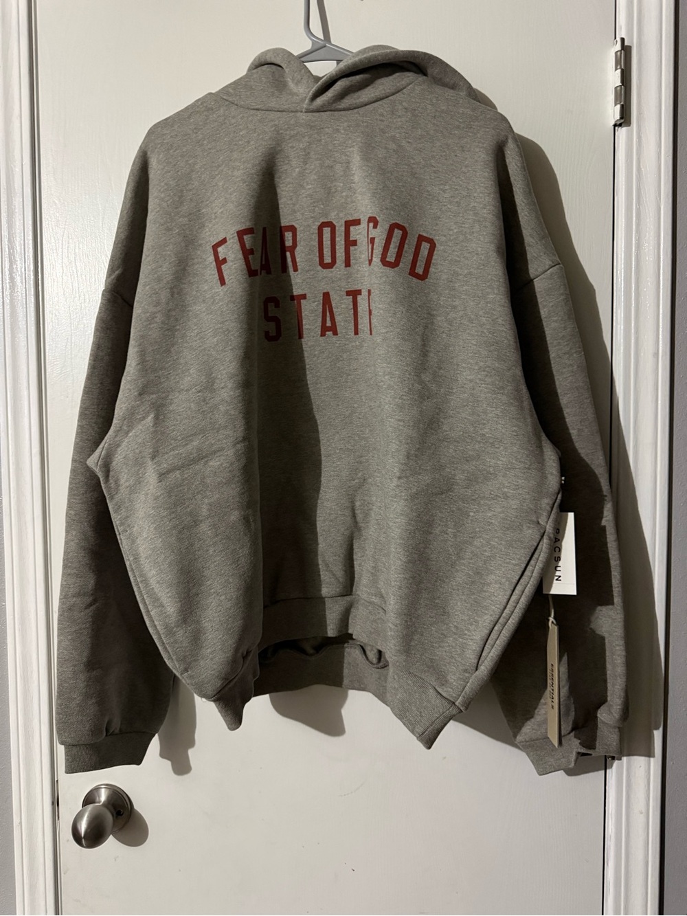 Fear of God Gray Crewneck Sweatshirt with Red Logo